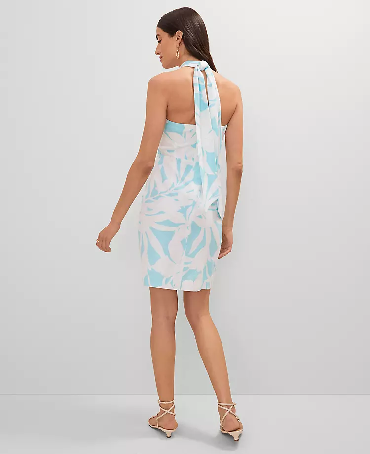 Floral Knotted Linen Blend Midi Dress