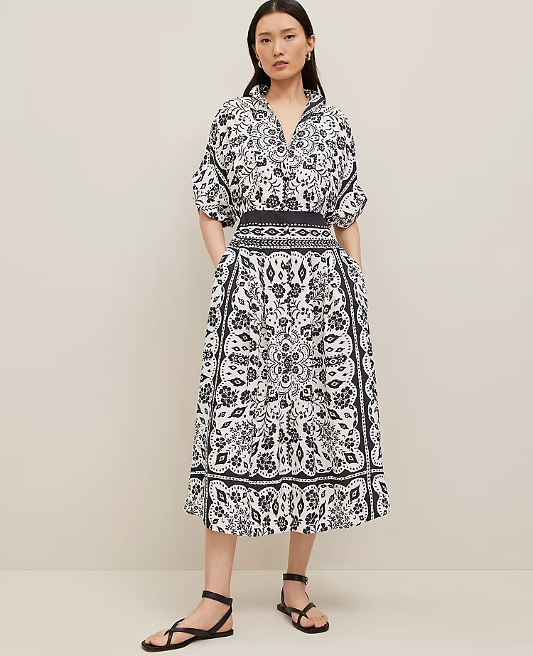 Petite Tiled Satin Button Dress