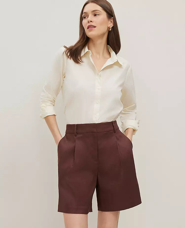 The Petite Long Short in Linen Blend