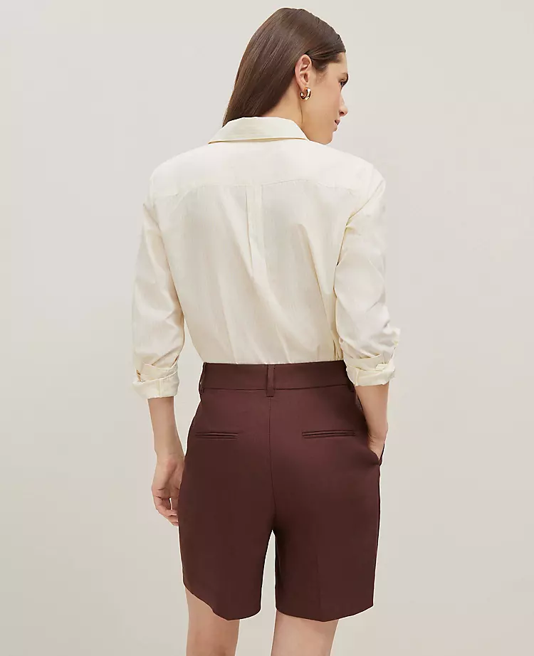 The Petite Long Short in Linen Blend