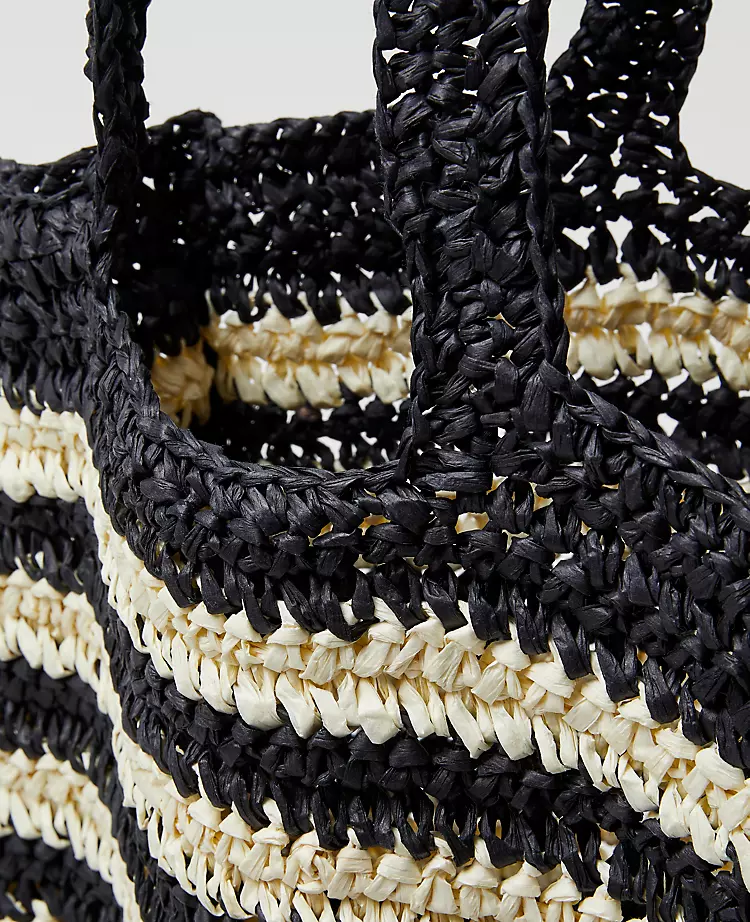 Weekend Collection Striped Raffia Tote Bag