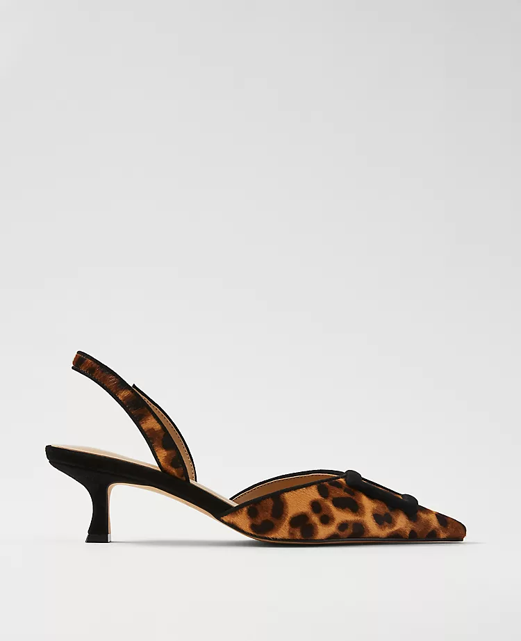 Pointy Toe Buckle Haircalf Slingback Pumps