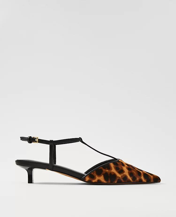Haircalf T-Strap Kitten Heel Pumps