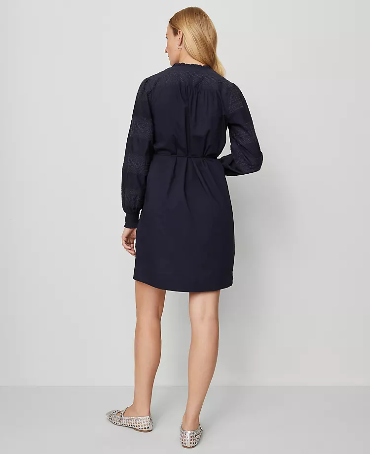 Weekend Collection Ruffle Collar Belted Shift Dress