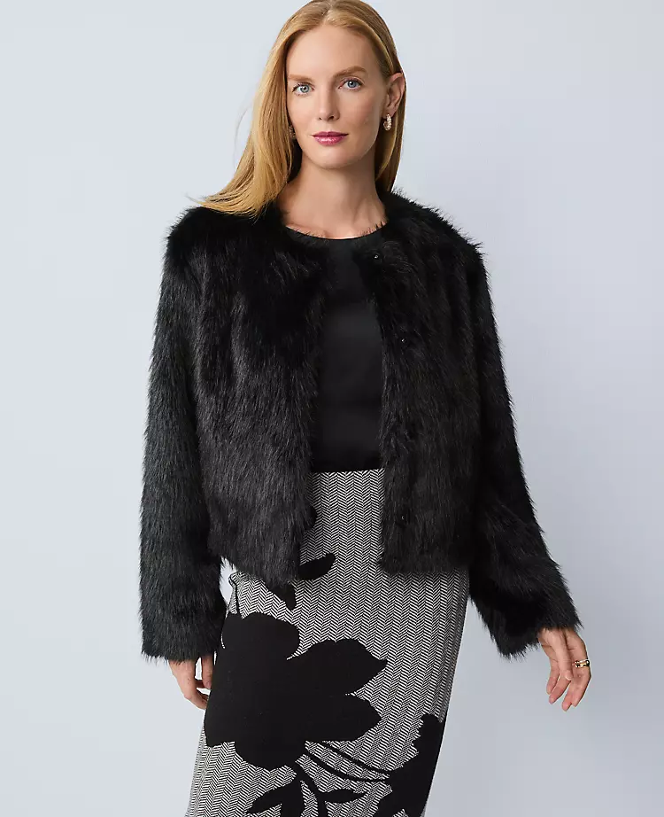 Faux Fur Crew Neck Jacket