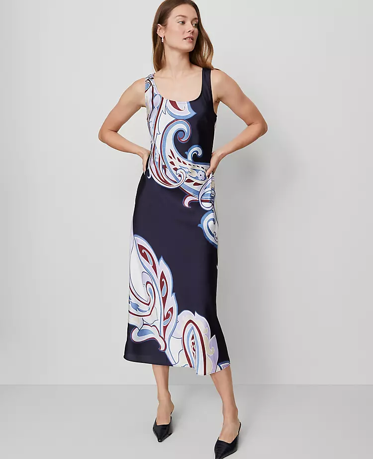 Petite Paisley Satin Slip Dress