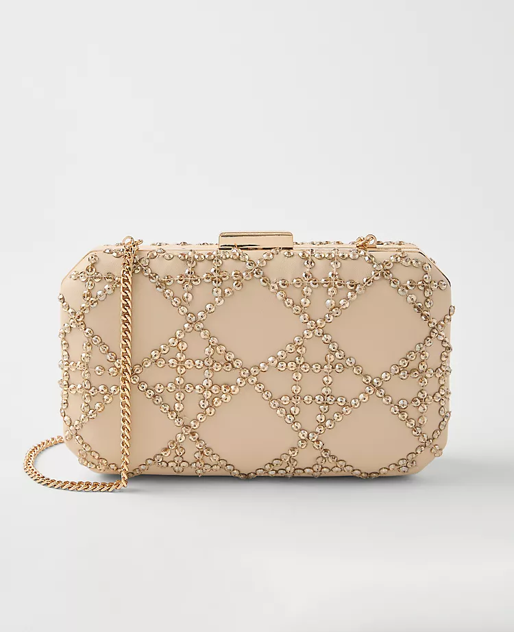 Beveled Crystal Embellished Clutch