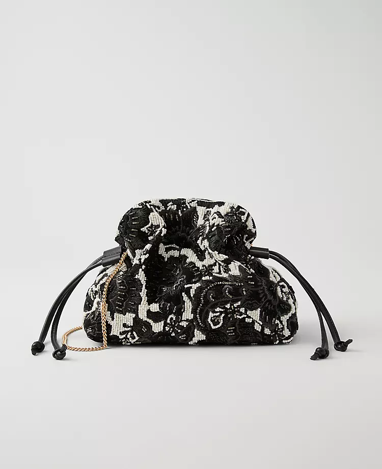 Beaded Mini Drawstring Clutch