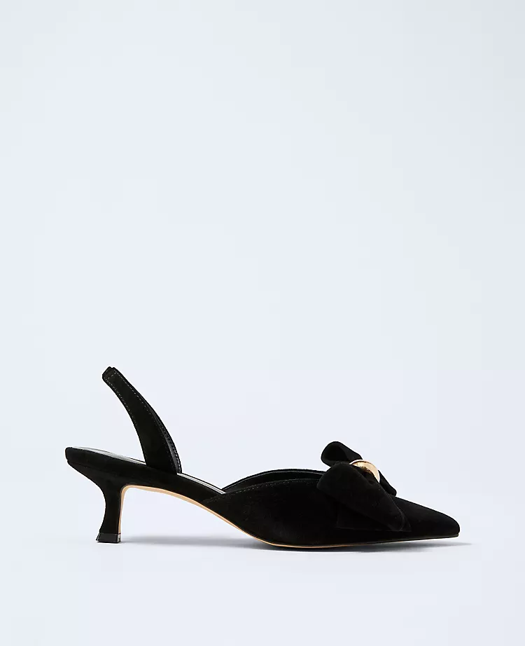 Suede Bow Slingback Pump