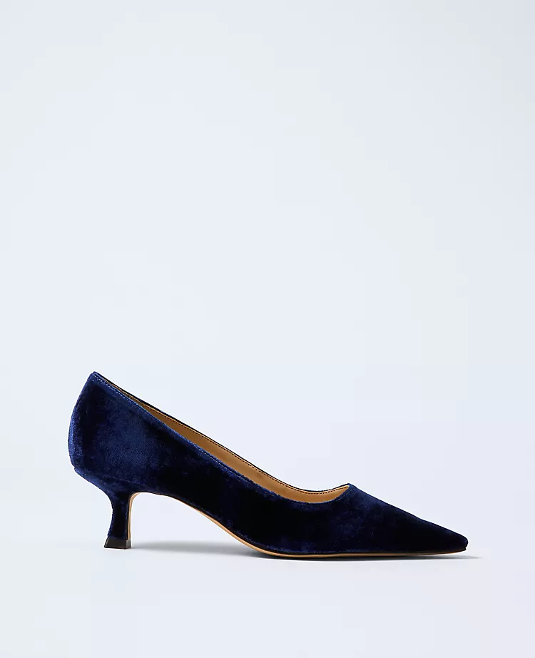 Velvet Kitten Heel Pump