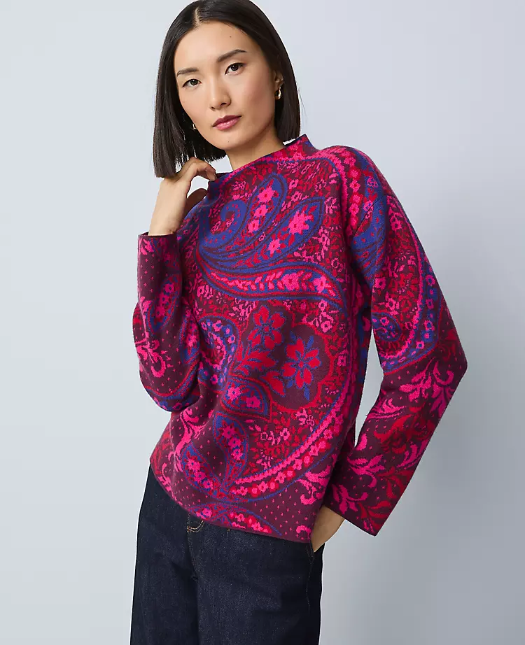 18434-Petite-Paisley-Jacquard-Mock-Neck-Sweater-1.webp Petite Paisley Jacquard Mock Neck Sweater