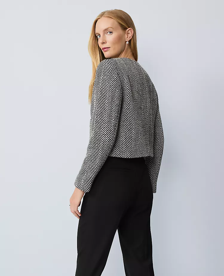 Petite Embellished Herringbone Cropped Jacket