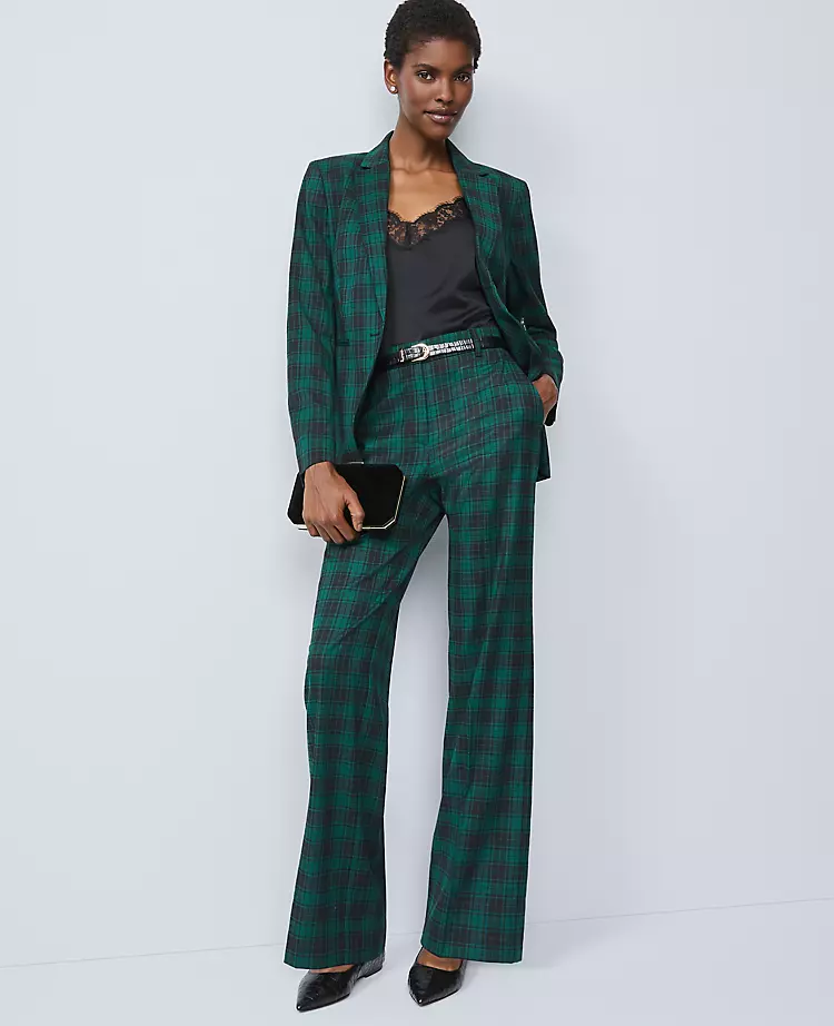 The Petite Straight Trouser in Plaid