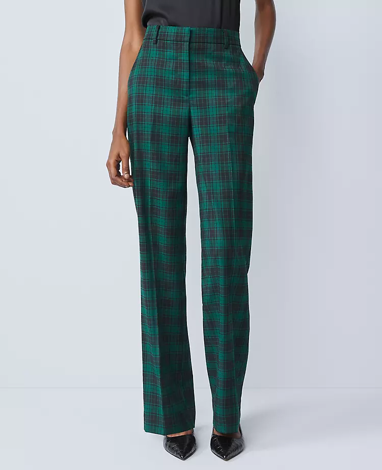 The Petite Straight Trouser in Plaid