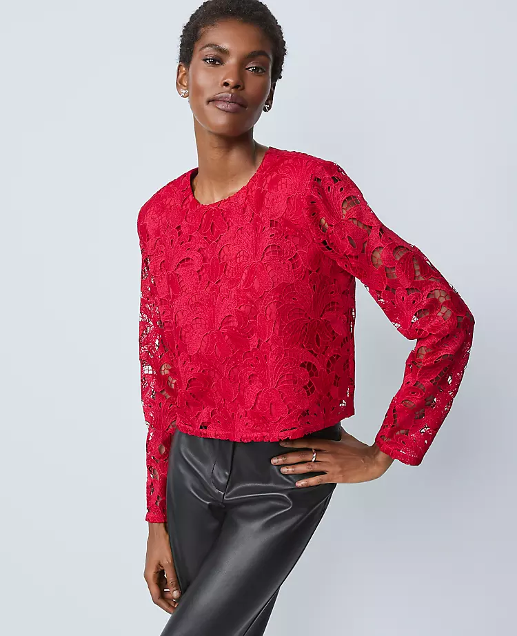 18681-Petite-Lace-Crew-Neck-Blouse-1.webp Petite Lace Crew Neck Blouse