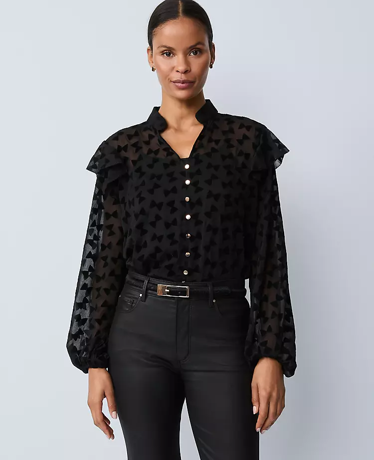 Petite Ruffle Trim Blouse