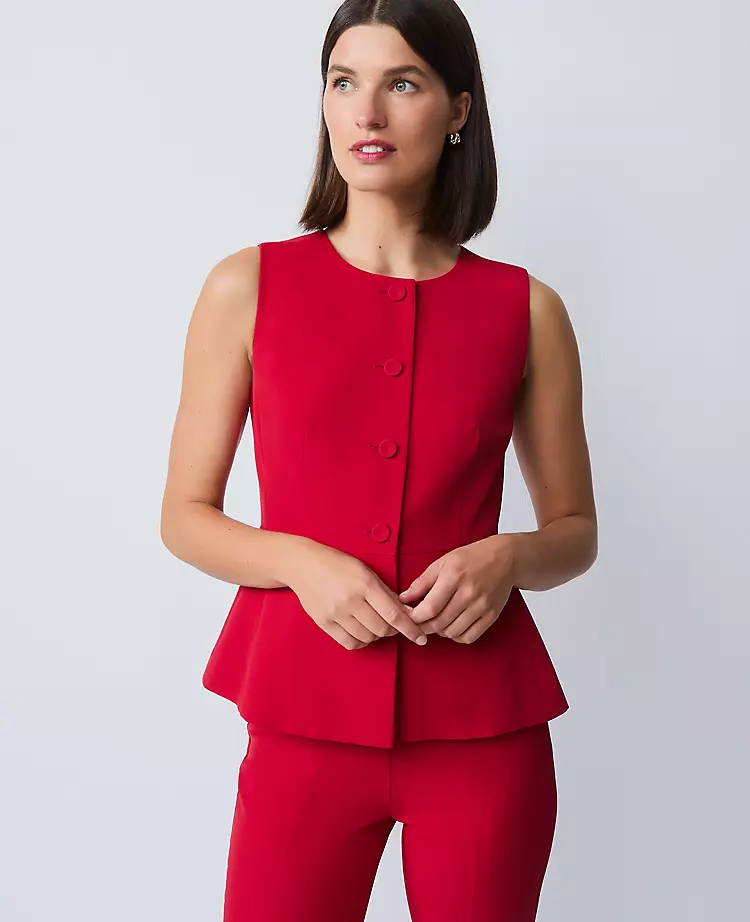 Petite Crew Neck Peplum Vest