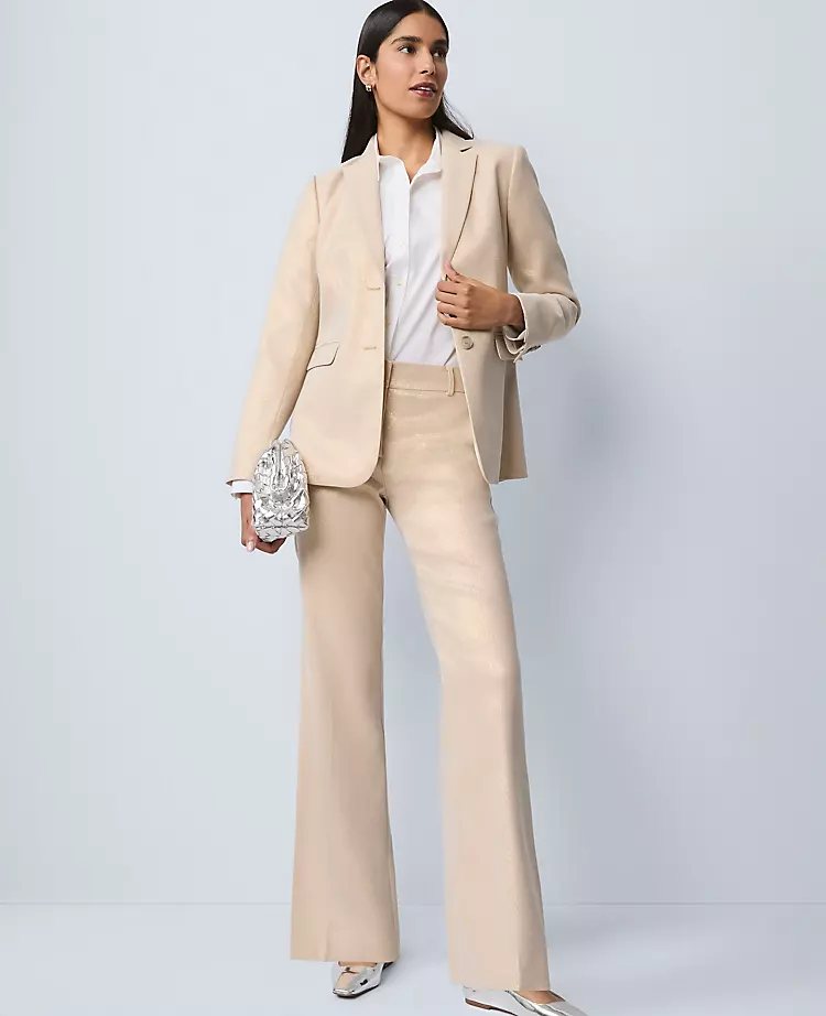 The Petite Jayne Trouser in Metallic Jacquard