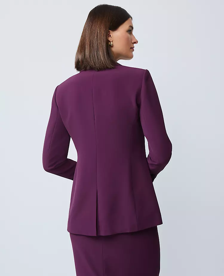 Petite Fluid Crepe Fitted Long Blazer