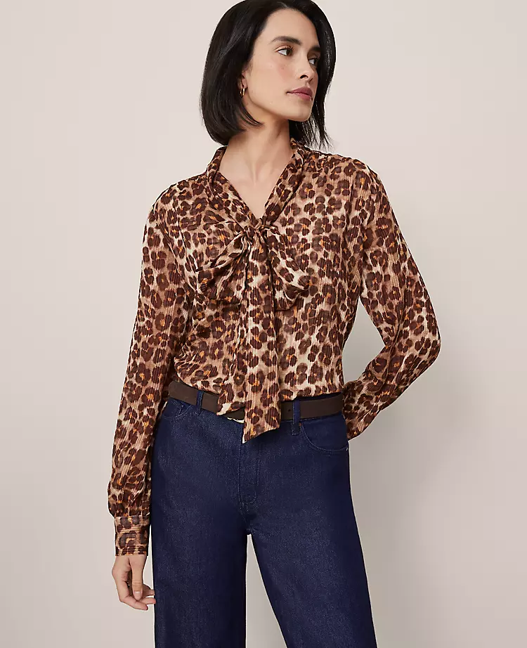 19028-Petite-Animal-Print-Tie-V-Neck-Popover-4.webp Petite Animal Print Tie V-Neck Popover