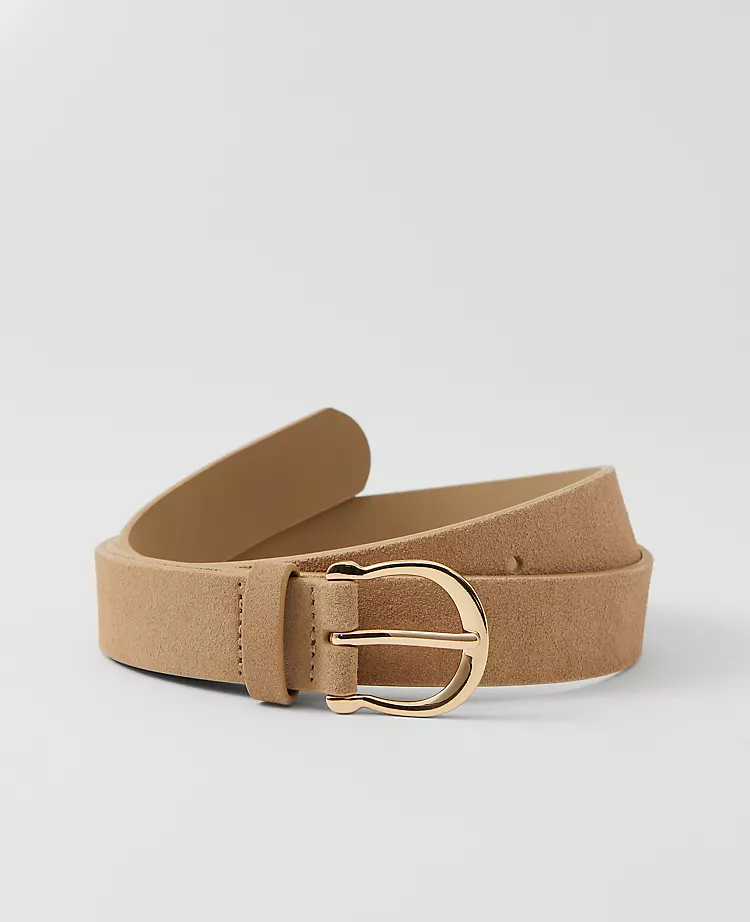 Round Buckle Suede Belt