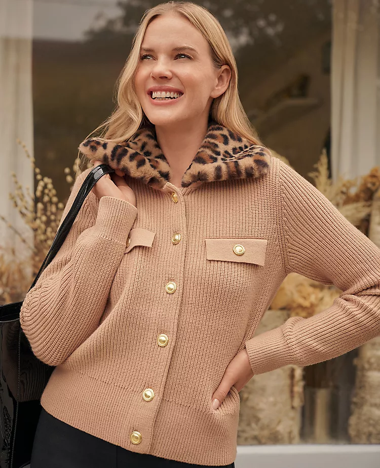 19130-Weekend-Collection-Faux-Fur-Trim-Ribbed-Jacket-1.webp Weekend Collection Faux Fur Trim Ribbed Jacket