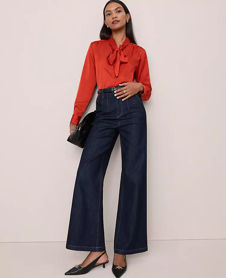 19205-Petite-Satin-Bow-Blouse-4.webp Petite Satin Bow Blouse