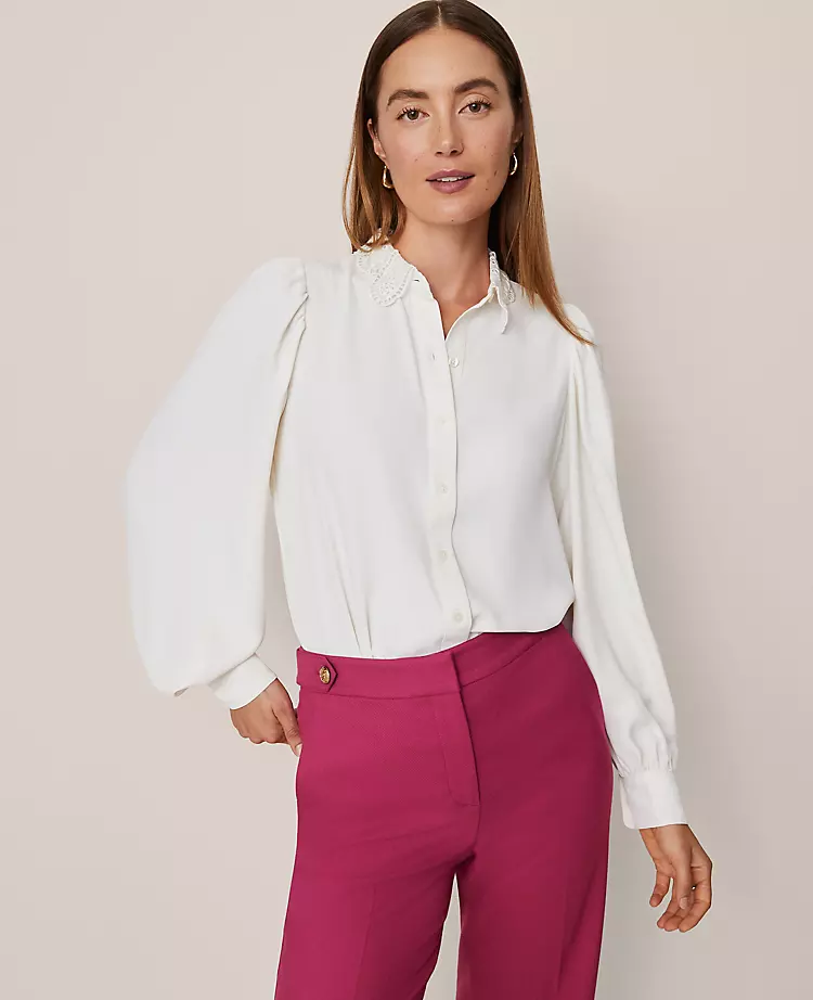 19272-Petite-Lace-Collar-Blouson-Sleeve-Shirt-2.webp Petite Lace Collar Blouson Sleeve Shirt