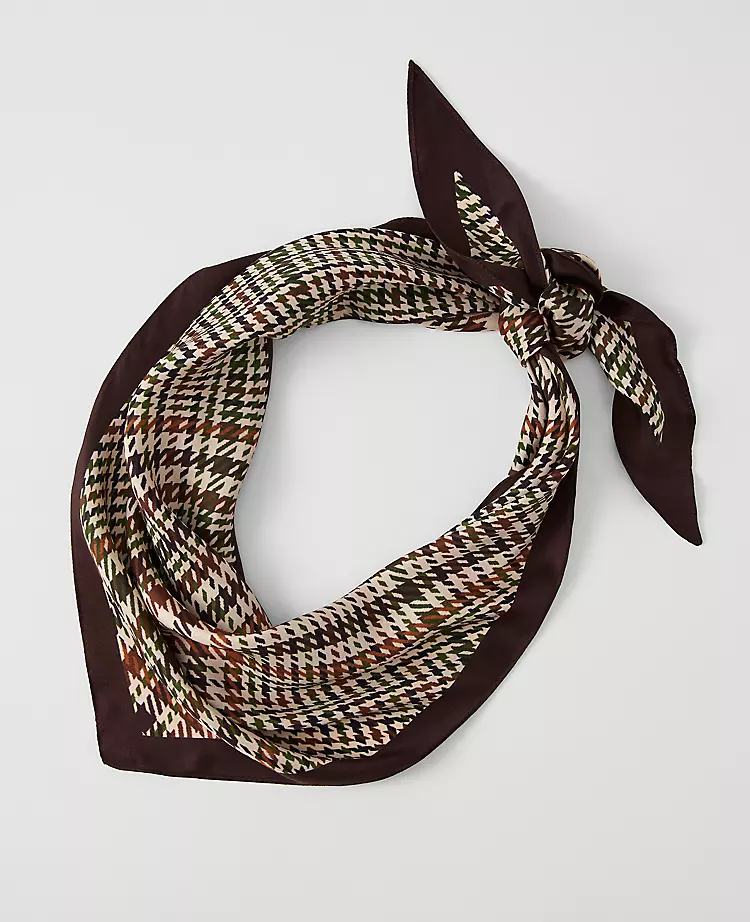 Houndstooth Triangle Silk Scarf