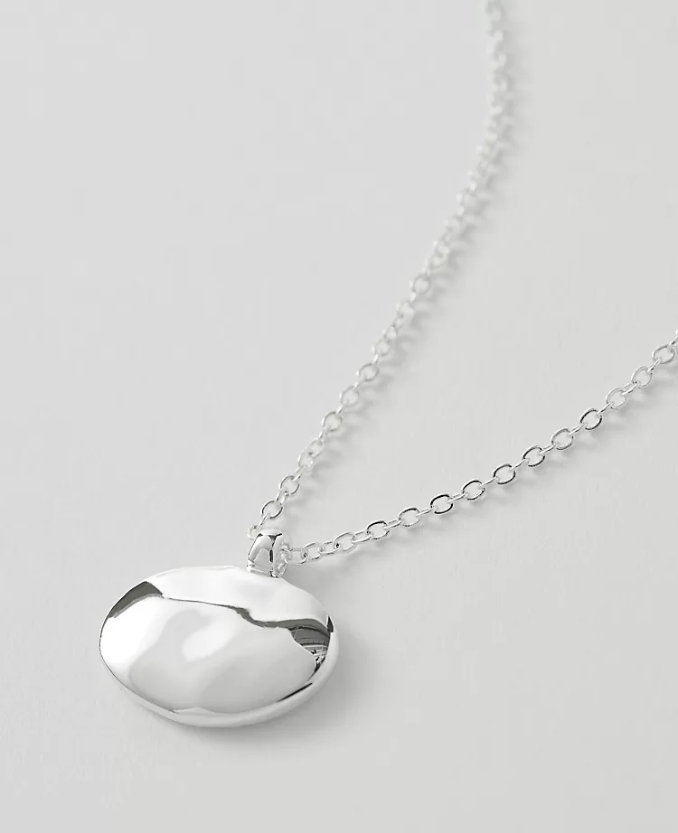 Textured Metal Disc Pendant Necklace