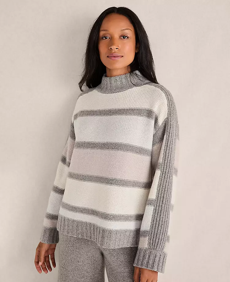 Haven Well Within Cashmere Striped Mockneck Sweater