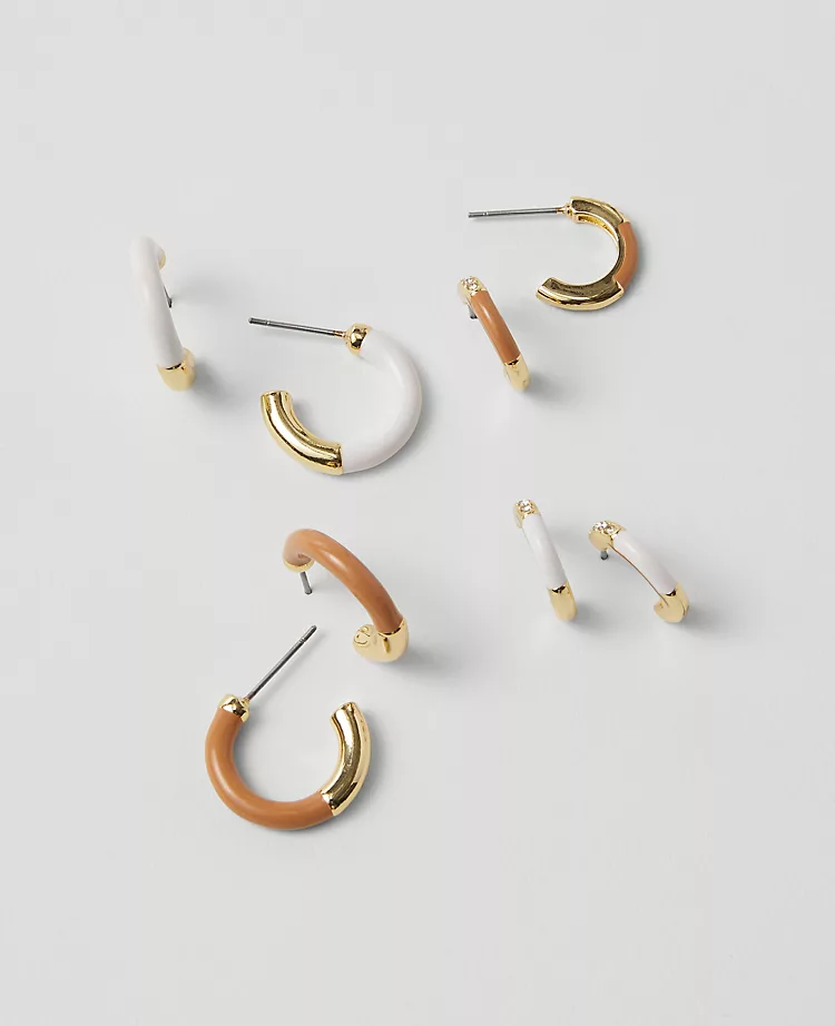 Enamel Mini Hoop Earring Set
