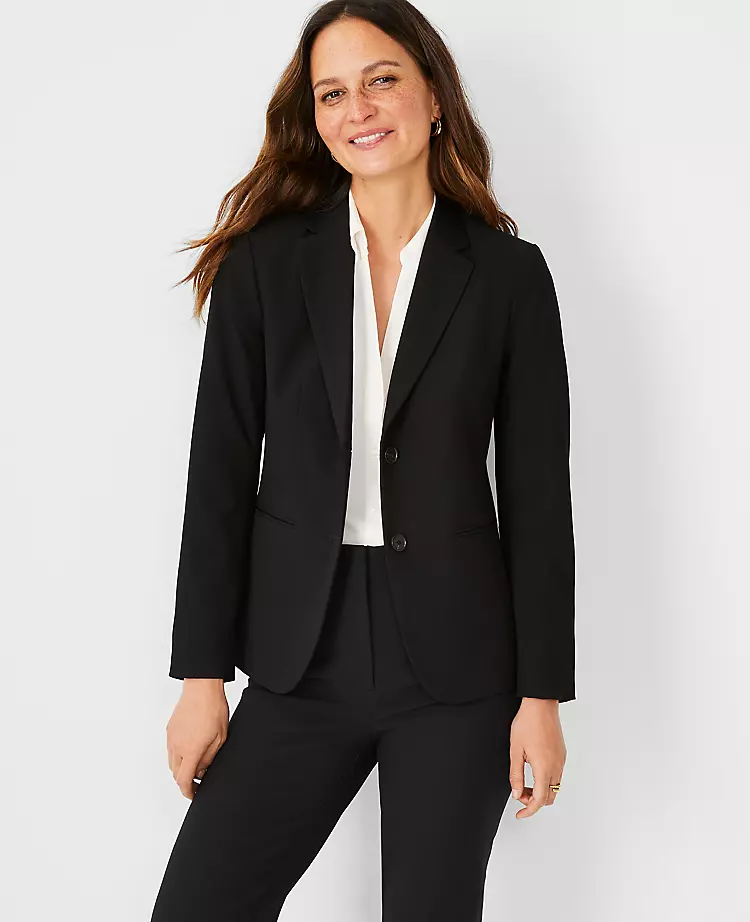 The Petite Long Two-Button Blazer in Seasonless Stretch