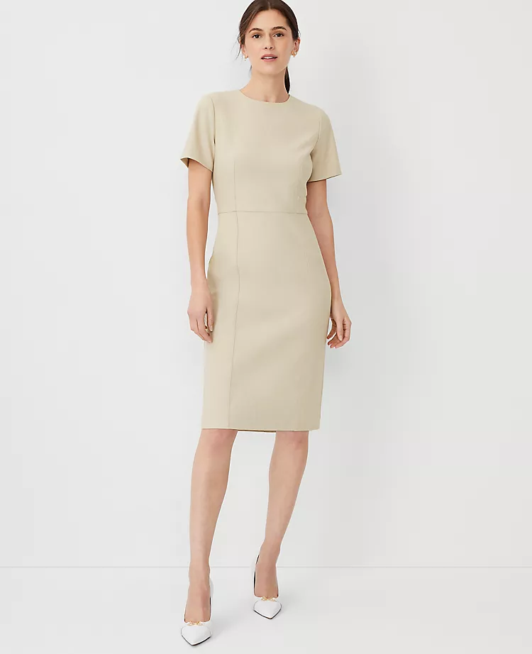 The Short Sleeve Sheath Dress in Bi-Stretch - Curvy Fit