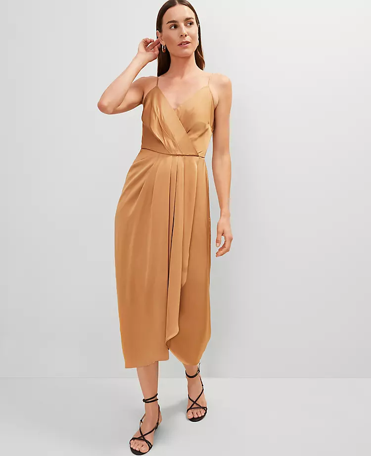 Draped Midi Sheath Dress