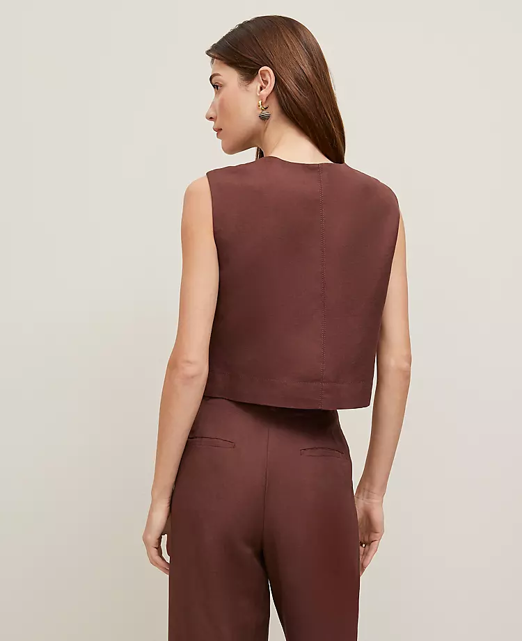 Linen Blend Patch Pocket Vest