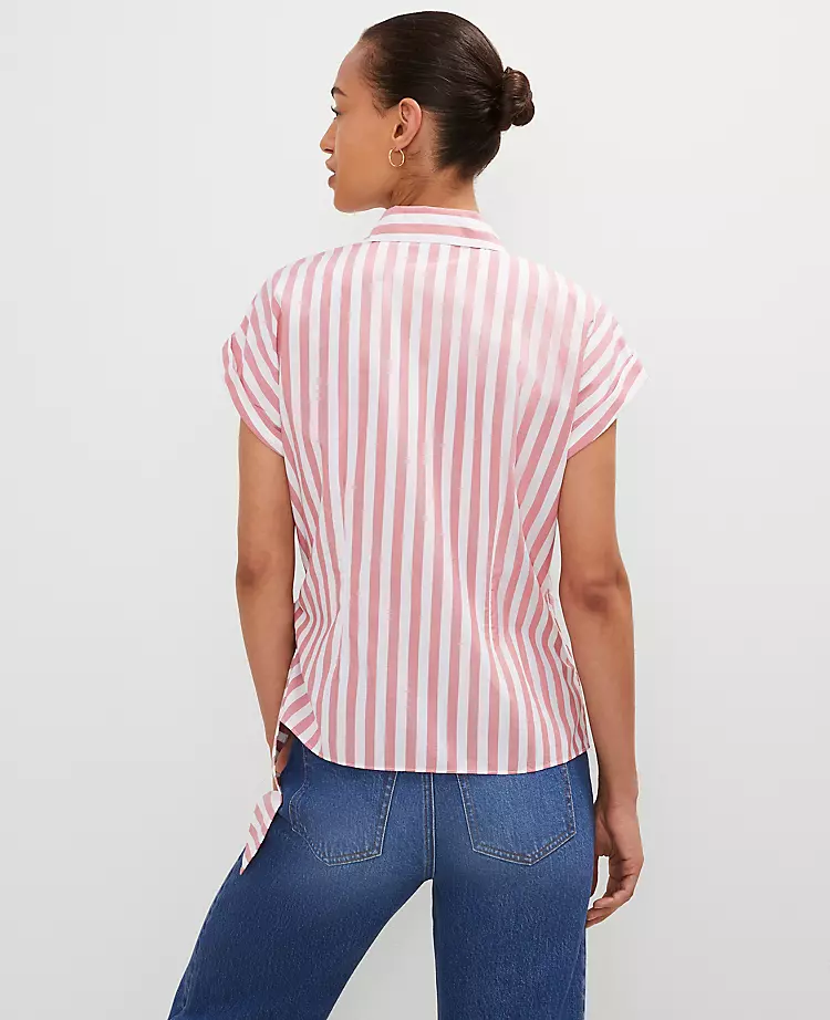2559-Striped-Collared-Tie-Waist-Top-2.webp Striped Collared Tie Waist Top
