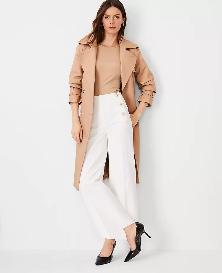 Petite Mariner High Rise Wide-Leg Crop Jeans in Ivory