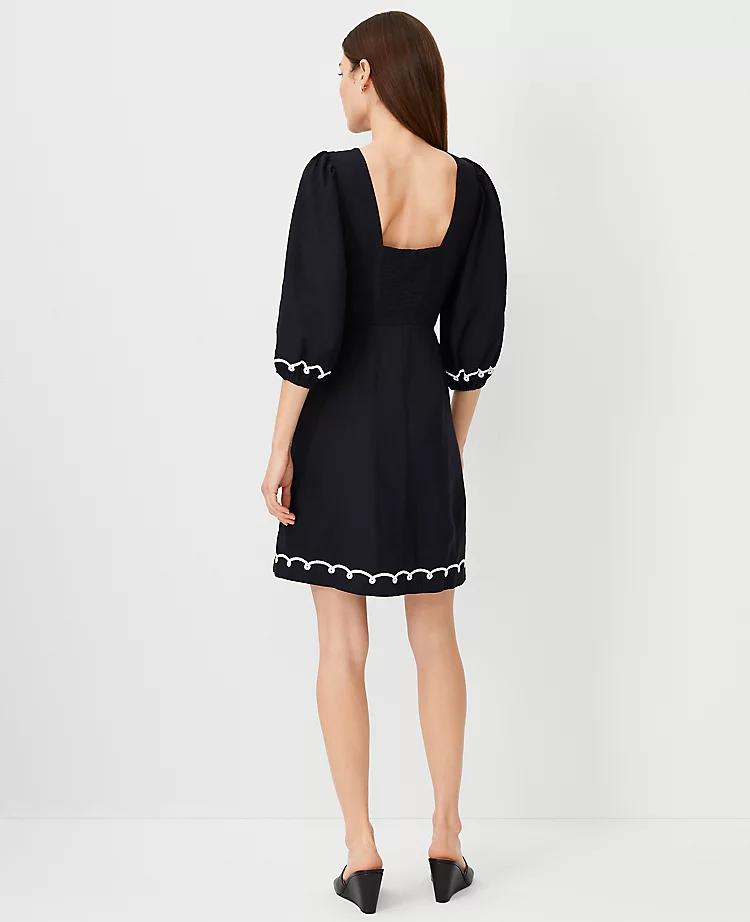 3034-Petite-Embroidered-Linen-Blend-Open-Back-Flare-Dress-3.webp Petite Embroidered Linen Blend Open Back Flare Dress