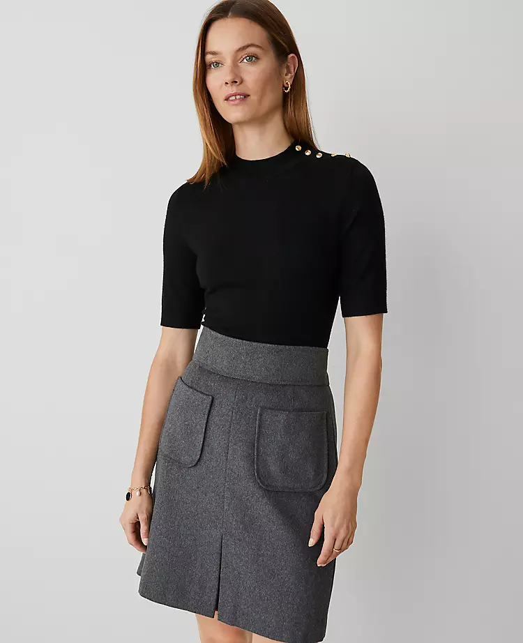 Essential Button Mock Neck Sweater Tee