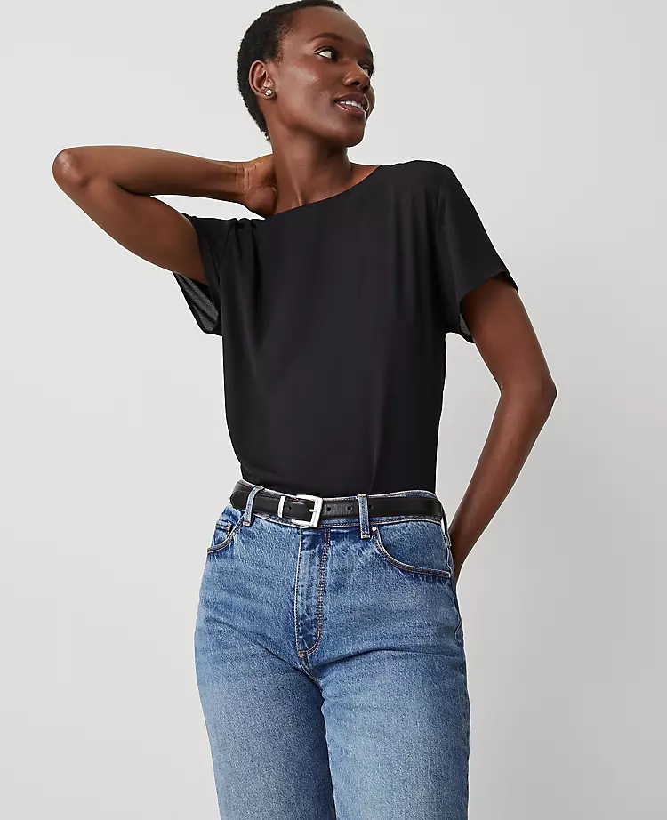 Mixed Media Crew Neck Tee