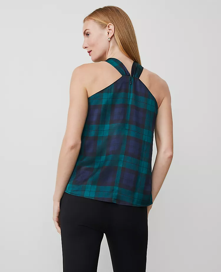 3315-Petite-Tartan-Rosette-Drape-Neck-Halter-Top-2.webp Petite Tartan Rosette Drape-Neck Halter Top