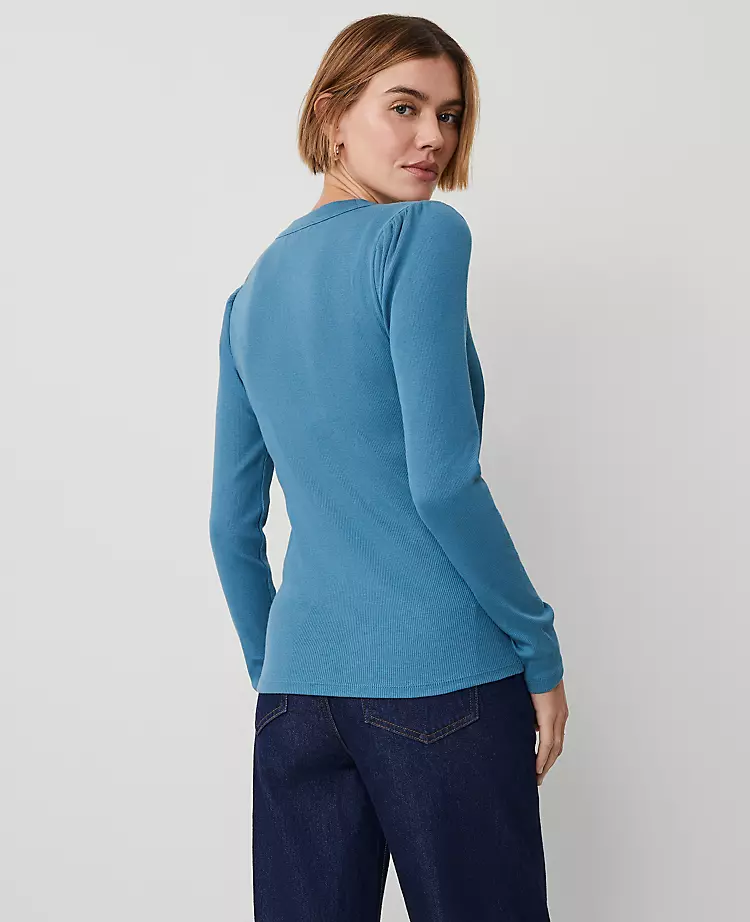 Weekend Collection Puff Sleeve Henley Top