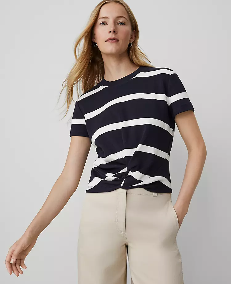 Petite Weekend Collection Striped Twist Tee
