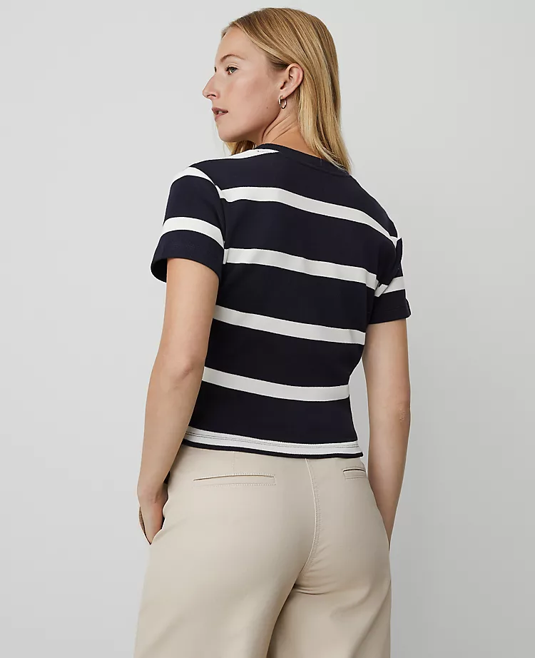 Petite Weekend Collection Striped Twist Tee