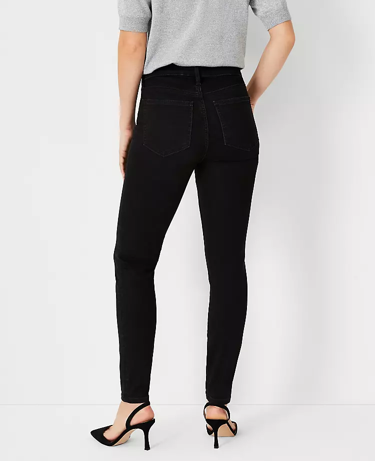 Mid Rise Skinny Jeans in Jet Black Wash - Curvy Fit