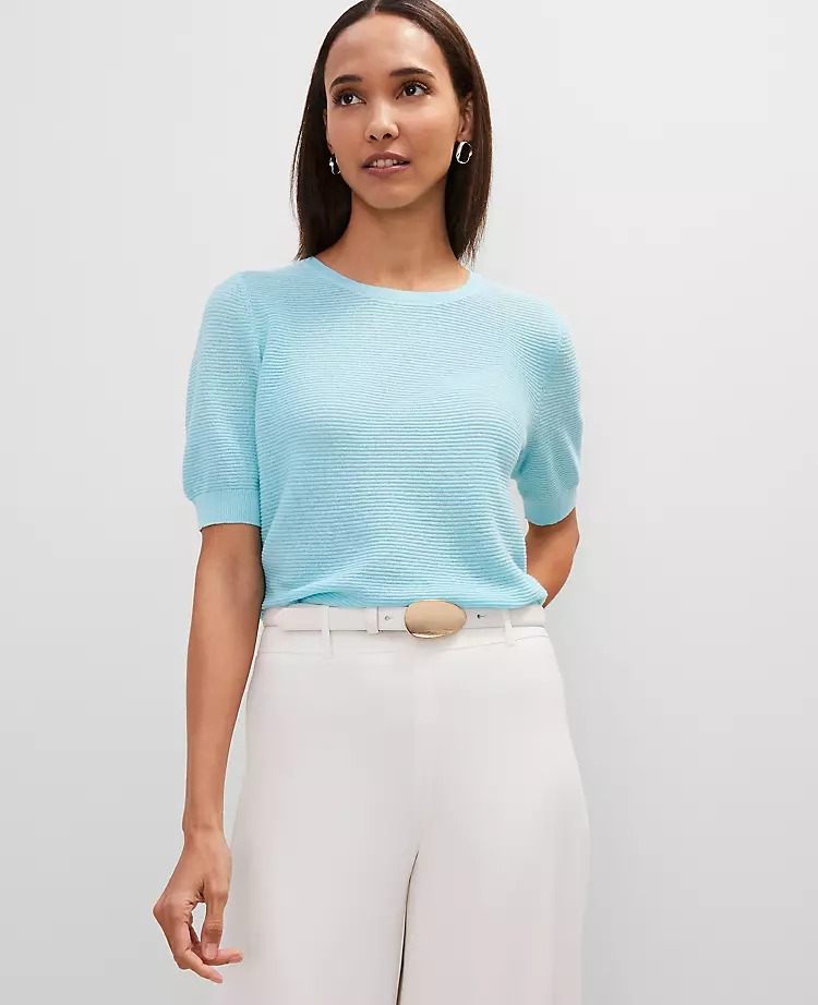Linen Blend Crew Neck Sweater