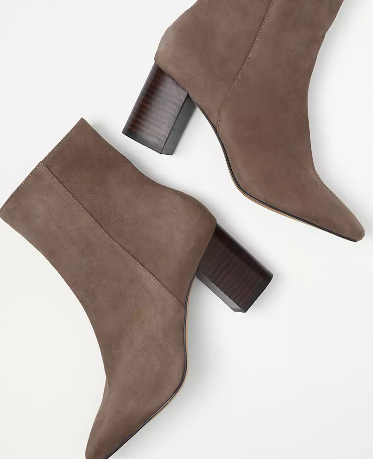 High Block Heel Suede Booties