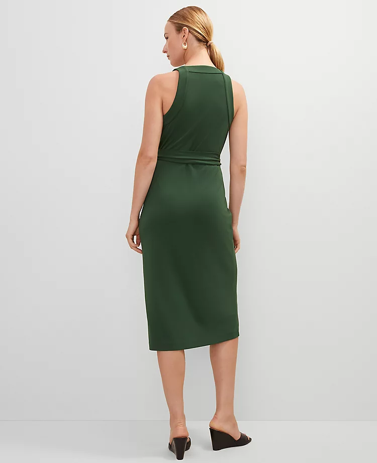 Petite Halter Wrap Midi Dress