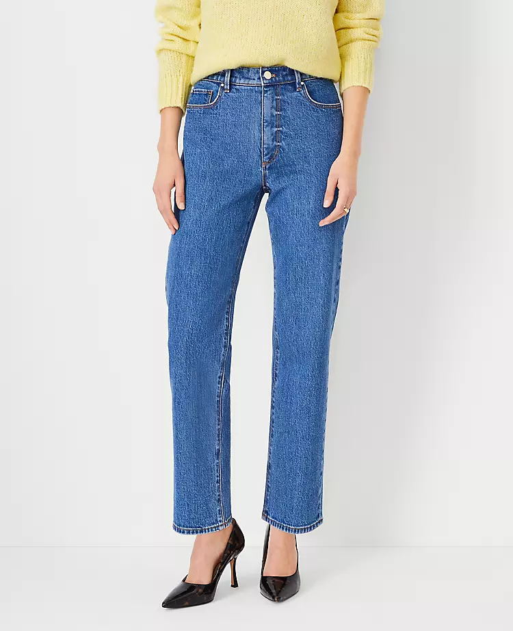 High Rise Straight Jeans in Vintage Mid Indigo Wash - Curvy Fit